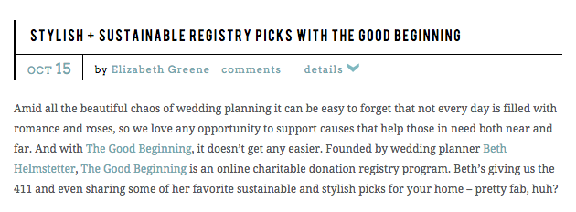 Stylish + Sustainable Registry Picks with The Good Beginning